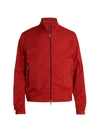 Loro Piana Reversible Windmate Cashmere Zip Bomber In Red