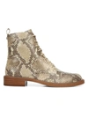 Sam Edelman Nina Snakeskin-embossed Leather Combat Boots In Wheat