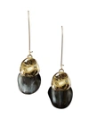 AKOLA WOMEN'S CAMILLA HAMMERED METAL & BLACK HORN DROP EARRINGS,400013219094