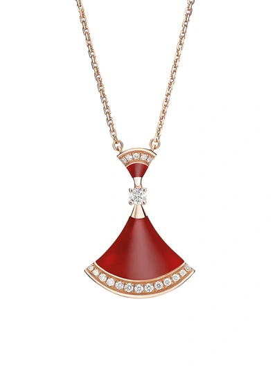Bvlgari Women's Divas' Dream 18k Rose Gold, Carnelian & Diamond Pendant Necklace
