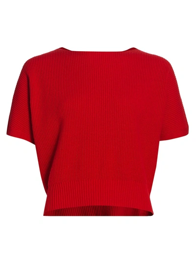 Akris Punto Wool & Cashmere Short Sleeve Jumper In Red