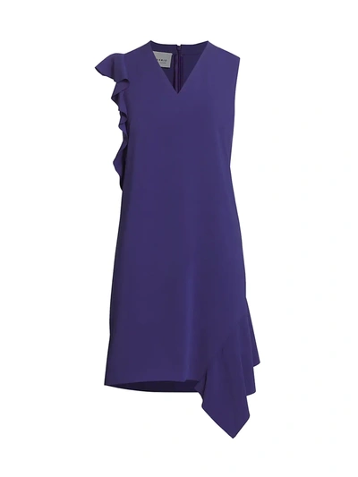 Akris Punto Sleeveless Ruffle Back Crepe Dress In Purple