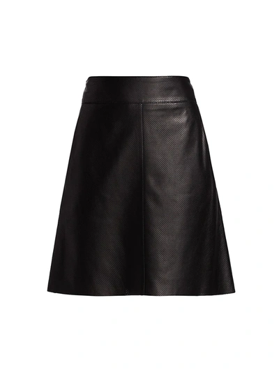Akris Punto Perforated Leather Skirt In Black