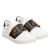 Fendi Ff Touch-strap Sneakers In White