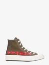Comme Des Garçons Play Comme Des Garcons Play Khaki Converse Edition Multiple Hearts Chuck 70 High Sneakers In Green