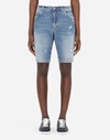 DOLCE & GABBANA WASHED BLUE STRETCH DENIM SHORTS