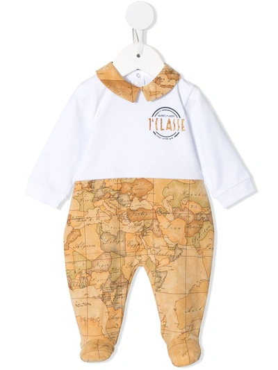 Alviero Martini Babies' Map-print Pyjamas In Brown
