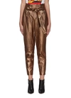 ALICE AND OLIVIA 'GABRIELLE' METALLIC LEATHER HIGH WAIST PANTS