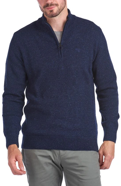 Barbour Tisbury Half Zip Wool Blend Pullover In Navy