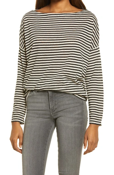 Allsaints Rita Stripe Top In Chalk/ink