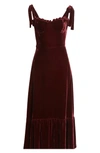 REFORMATION ANTOINETTE TIE STRAP VELVET MIDI DRESS,ANTOINETTE