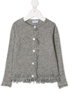 Siola Fringed-edge Cardigan In Grey