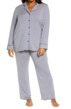 Nordstrom Lingerie Moonlight Pajamas In Blue Shadow Even Stripe