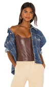Miaou Brown Faux Leather Leia Corset Top In Brown