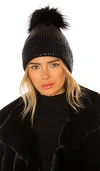 Adrienne Landau All-over Sequin Wool-blend Beanie With Pom In Black