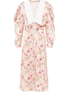 Miu Miu Floral Print Sablé Dress In Pink