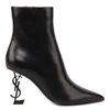 Saint Laurent Black Leather Opyum Ankle Boots In Black