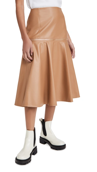 Adeam Faux Leather Zip Skirt In Camel