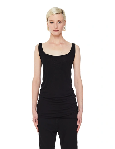 Ann Demeulemeester Black Viscose Logo Tank Top