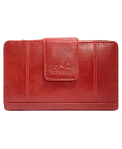 Mancini Casablanca Collection Rfid Secure Ladies Medium Clutch Wallet In Red