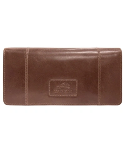 Mancini Casablanca Collection Rfid Secure Ladies Zippered Clutch Wallet In Brown