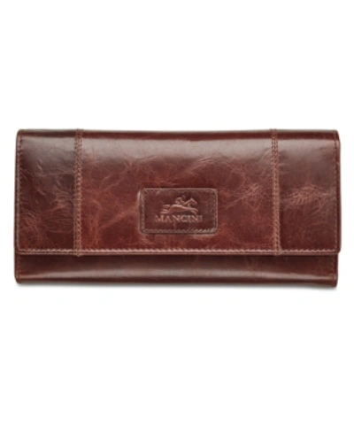 Mancini Casablanca Collection Rfid Secure Ladies Trifold Wing Wallet In Brown