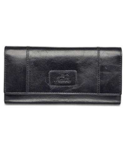 Mancini Casablanca Collection Rfid Secure Ladies Trifold Wing Wallet In Black