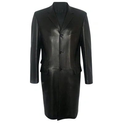 Pre-owned Gucci Black Leather Coat