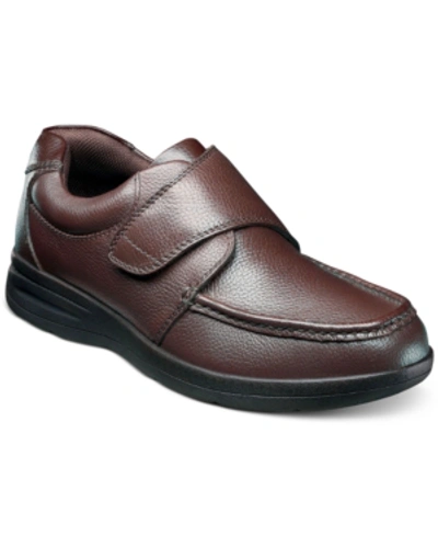 Nunn Bush Men's Cam-strap Moc-toe Lightweight Loafers Men's Shoes In Brown Tumble