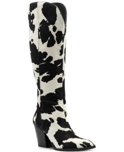 Inc International Concepts Women's Suke Western Boots, Created For Macy's Women's Shoes In Black White Cow