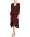 Sl Fashions Petite Long Sleeve Two-piece Jacket Dress In Fig