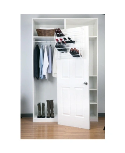 Simplify 36 Pair Adjustable Over The Door Shoe Rack In White