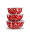 GOLDEN RABBIT RED SWIRL ENAMELWARE COLLECTION MIXING BOWLS, SET OF 3