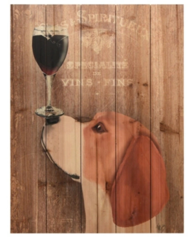 Empire Art Direct 'dog Au Vin Beagle' Arte De Legno Digital Print On Solid Wood Wall Art In Natural