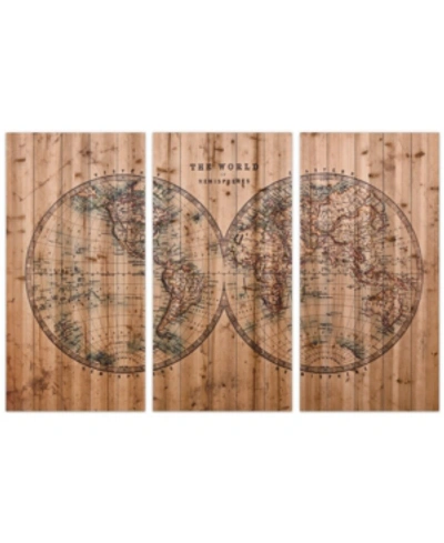 Empire Art Direct 'cartography' 3-piece Arte De Legno Digital Print On Solid Wood Wall Art Set In Multi