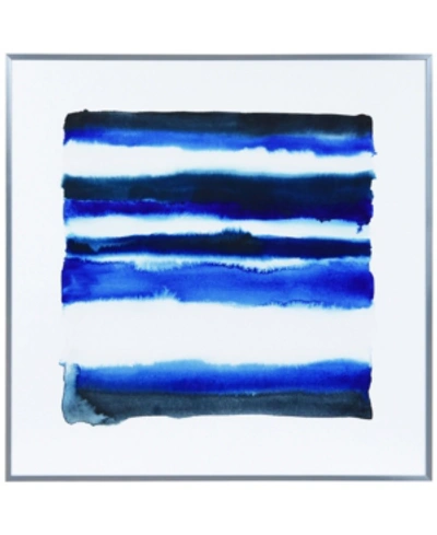 Empire Art Direct Shorebreak Abstract A On Reverse Printed Art Glass And Anodized Aluminum Frame Wall Art, 24" X 24" X In Blue