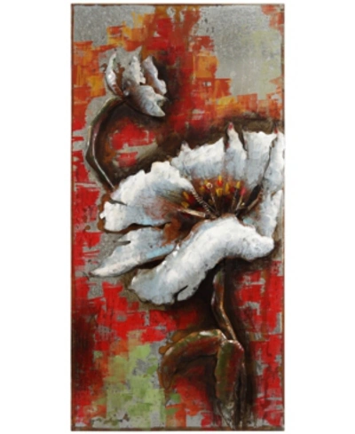 Empire Art Direct Garden Rose 2 Mixed Media Iron Hand Painted Dimensional Wall Art, 48" X 24" X 2.6" In Blue