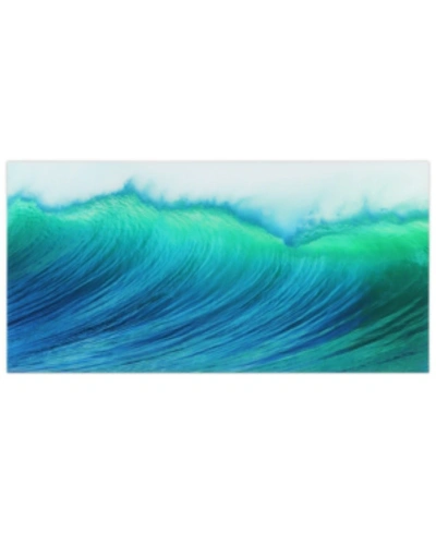 Empire Art Direct Blue Wave Frameless Free Floating Tempered Art Glass Wall Art By Ead Art Coop, 36" X 72" X 0.2"
