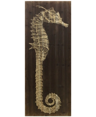 Empire Art Direct Seahorse A Arte De Legno Digital Print On Solid Wood Wall Art, 60" X 24" X 1.5" In Black