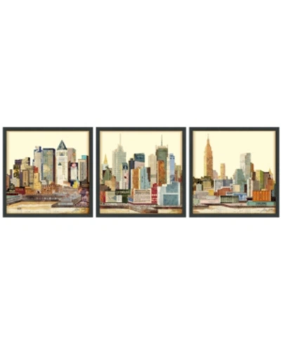 Empire Art Direct New York Skyline Abc Dimensional Collage Framed Graphic Art Under Glass Wall Art, 25" X 25" X 1.4" In Multi