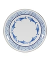 Golden Rabbit Fish Camp Enamelware Dinner Plates, Set Of 4 In Blue