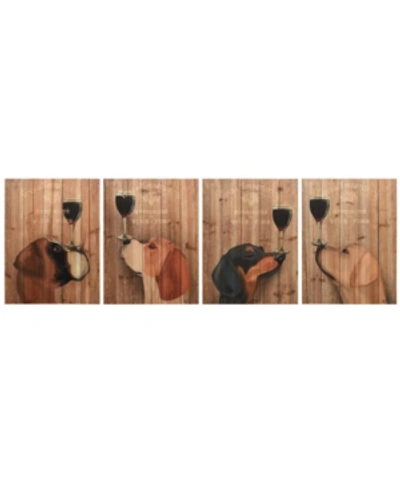 Empire Art Direct Dog Au Vin Boxer, Beagle, Dachshund, Labrador Arte De Legno Digital Print On Solid Wood Wall Art, 24 In Brown
