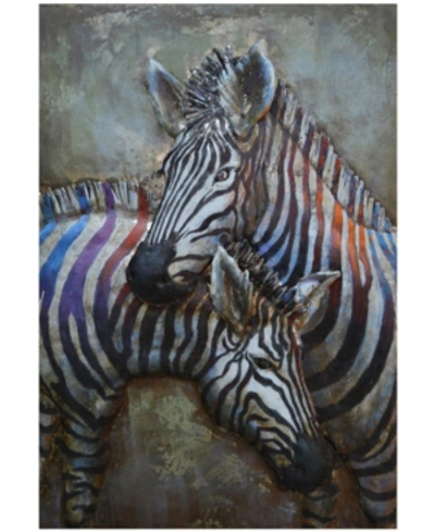 Empire Art Direct Zebras Mixed Media Iron Hand Painted Dimensional Wall Art, 48" X 32" X 2.5" In Yellow