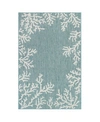 Liora Manne Carmel Coral Border 7'10" X 9'10" Outdoor Area Rug In Aqua