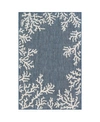 Liora Manne Carmel Coral Border 6'6" X 9'4" Outdoor Area Rug In Navy