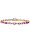 Macy's Amethyst (7-1/5 Ct.t.w.) With Diamond Accent Tennis Bracelet In 18k Rose Gold Over Sterling Silver In Purple