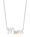 Macy's Birthstone Mom Necklace In Silver Plate In November/simulated Citrine