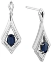 Macy's Sapphire (1-1/3 Ct. T.w.) & Diamond Accent Drop Earrings In Sterling Silver (also In Ruby) In Sapphire