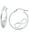 Giani Bernini Infinity Accent Small Hoop Earrings In Sterling Silver, 0.75", Created For Macy's In Silver