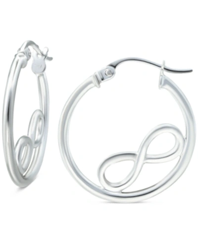 Giani Bernini Infinity Accent Small Hoop Earrings In Sterling Silver, 0.75", Created For Macy's